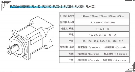 PLX系列精密行星減速機參數(shù)表